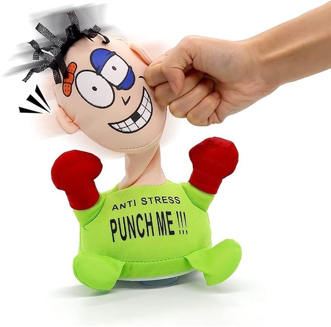 Punch Me Toy- Electric Plush Vent Toy | Funny Emotional Vent Doll | Anti-Stress Stuffed Figure Doll for Stress Relief | Screaming for Children & Adults | Boxing Desk Toy
