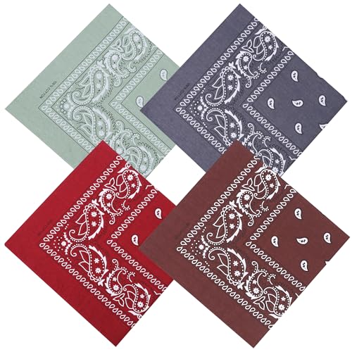Image of Mochabao 100% Cotton 27 inch x 27 inch Large Bandanas for Men & Women, Multi-Purpose Bandana Headbands, Square Head Scarf