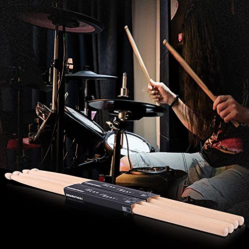 Aopoy 2 Paar Drumsticks 5A, klassische Ahornholz-Trommelstöcke mit Holzspitze, für Erwachsene, Kinder und Anfänger