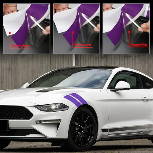 Image of TOMALL 2 Pair Racing Sport Stripe Vinyl Decals for Car Fender Hood Bumper Trunk Auto Stripe Graphic Stickers Decorations for Pickup Vehicle SUV Truck Off-Road (Purple)