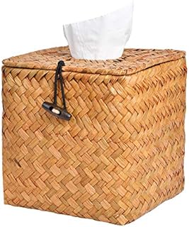 Akamino Tissue Box Cover Square Woven Facial Tissue & Napkin Holder Pumping Paper Case Dispenser for Home Office Car Decoration
