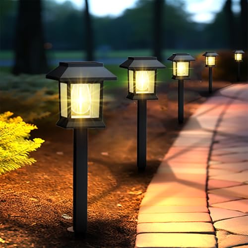 Image of Greluna Solar Lights Outdoor, 6 Pack Waterproof Auto On /Off Solar Pathway Lights for Garden, Landscape, Path, Yard, Patio, Driveway, Walkway Decor