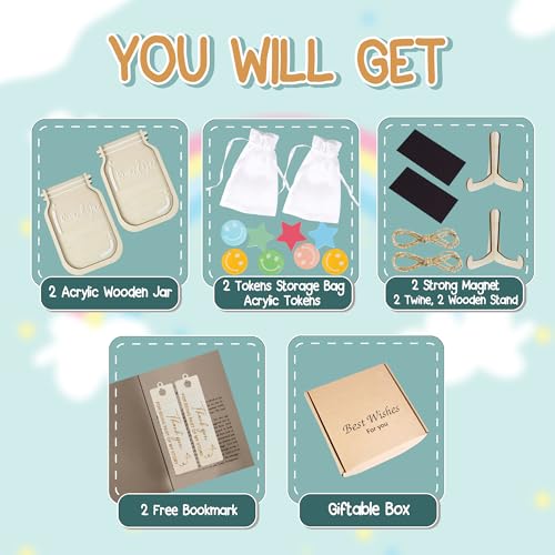 Image of 2 Pack Reward Jar for Kids Heart Star Token Magnetic Teacher Classroom Board Potty Training Toddlers Incentive Good Behavior Management Tools Back to School Boys Girls Gifts Deco