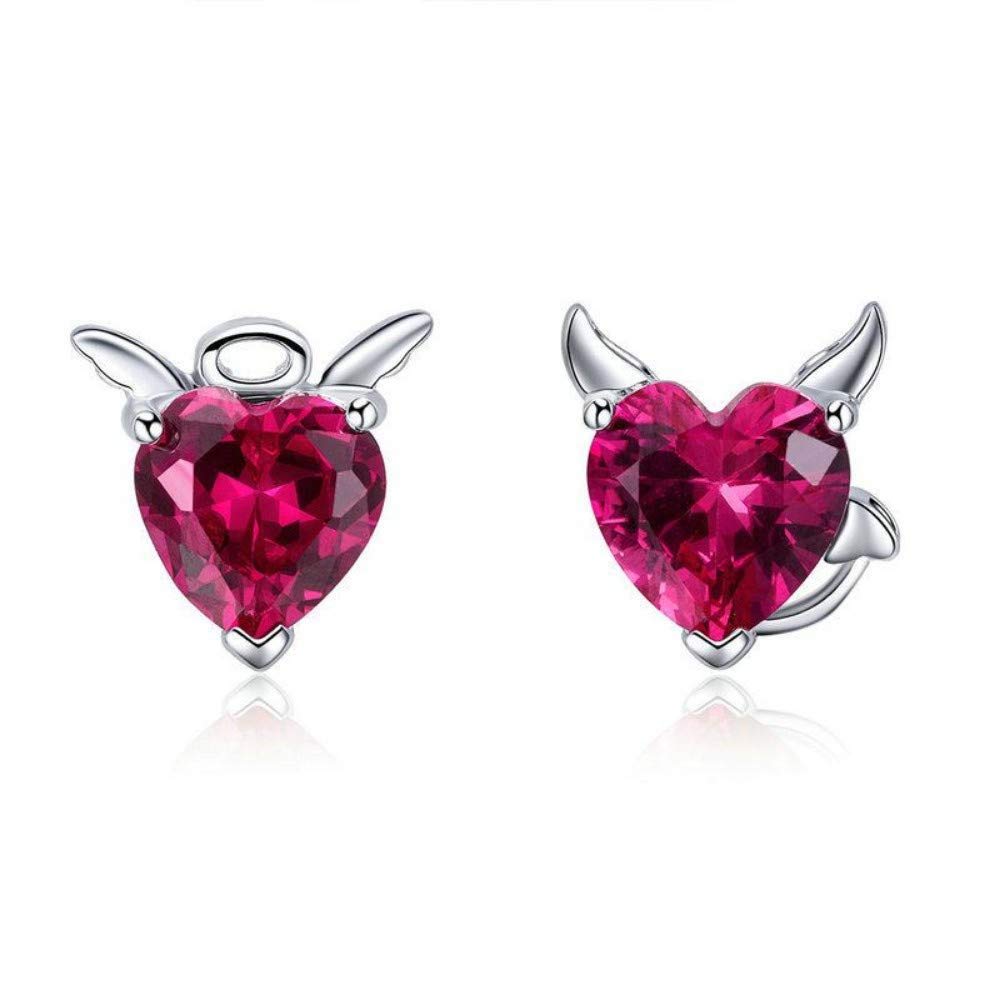 Orecchini Orecchini a cerchio Moda Argento sterling 925 Angelo e diavolo Orecchini a cuore rosa CZ donna Gioielli argento sterling Accessori moda