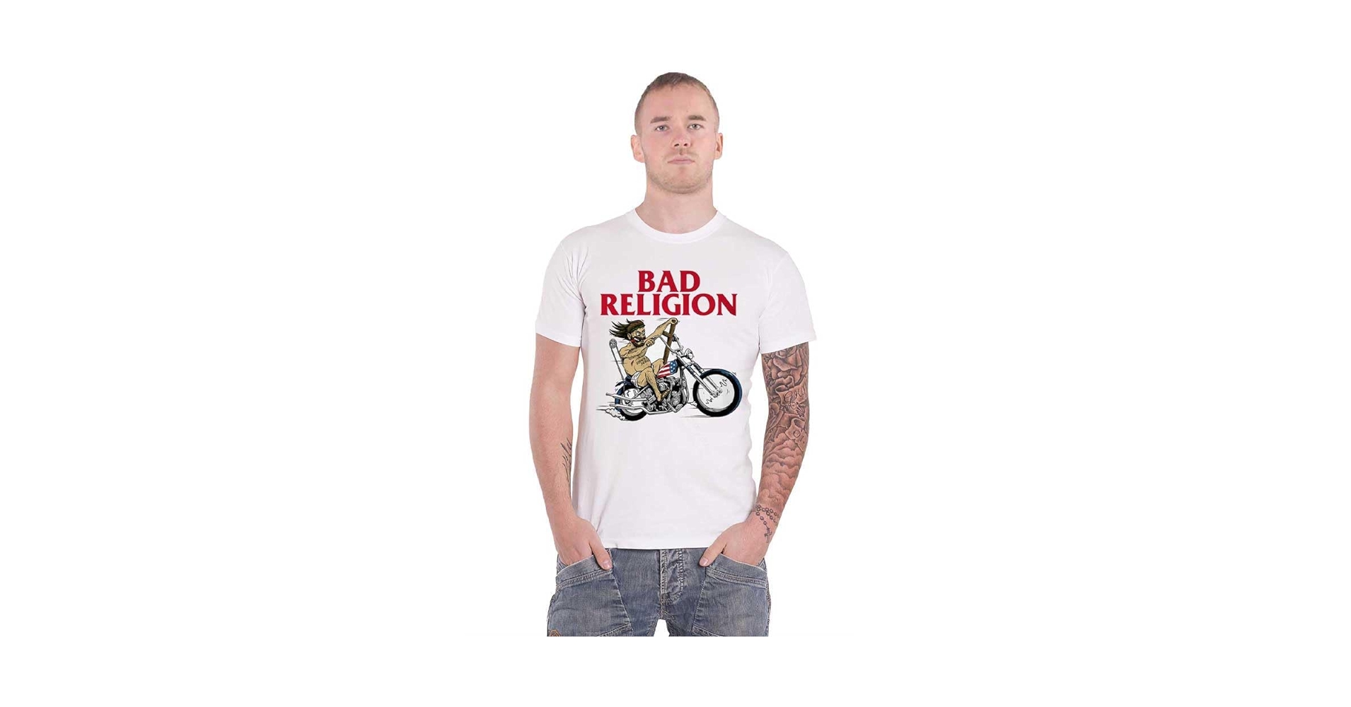 BAD RELIGION Tシャツ ホワイト Amazon.com: Bad Religion 'American Jesus' (White) T-Shirt