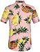 SSLR Men's Pineapple Button Down Short Sleeve Hawaiian Shirt (Large, Pink)
