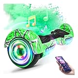 SISIGAD Scooter, Electric Scooters with Bluetooth & 6.5' Flash Wheels & LED Headlights Fender Lights, All Terrain for Girls Boys Kids Ages 5+