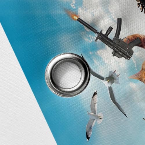 Image of Cat Dinosaur Shower Curtains for Boys, Funny Animal Riding Dino Fighting on Blue Ocean Shower Curtain Sets with Hooks, Hilarious Kids Men Cool Bathroom Set Accessories Decor Beach Theme Curtains