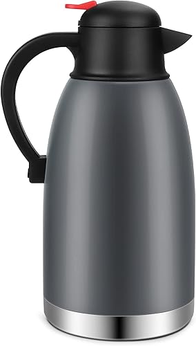 Rommeka Jarra térmica de acero inoxidable de 68 onzas frasco de doble pared aislado al vacío de 2 litros para café agua y té retención de calor y