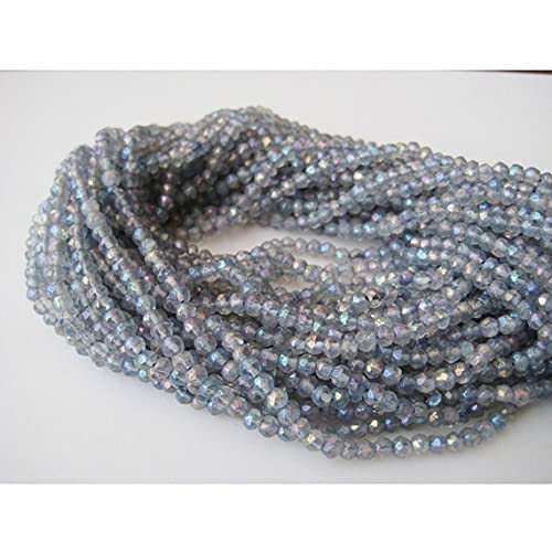 Rondelle beads en quartz bleu micro-facetté 4mm pour joaillerie fine