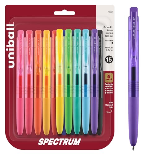 uniball Spectrum Bolígrafos Gel Retráctiles, Punta 0.7mm, Pack 15 miniatura 1