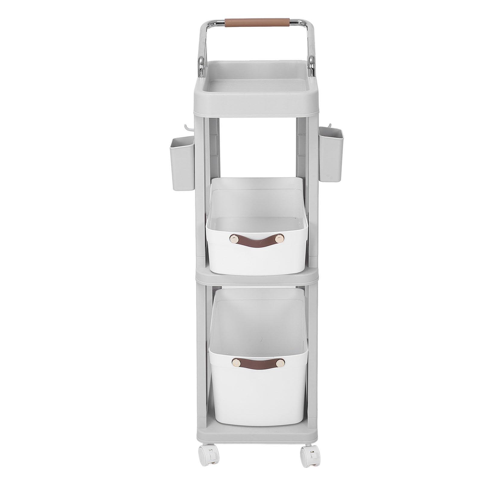 Chariot utilitaire roulant à 3 niveaux avec paniers perforés et 22 accessoires