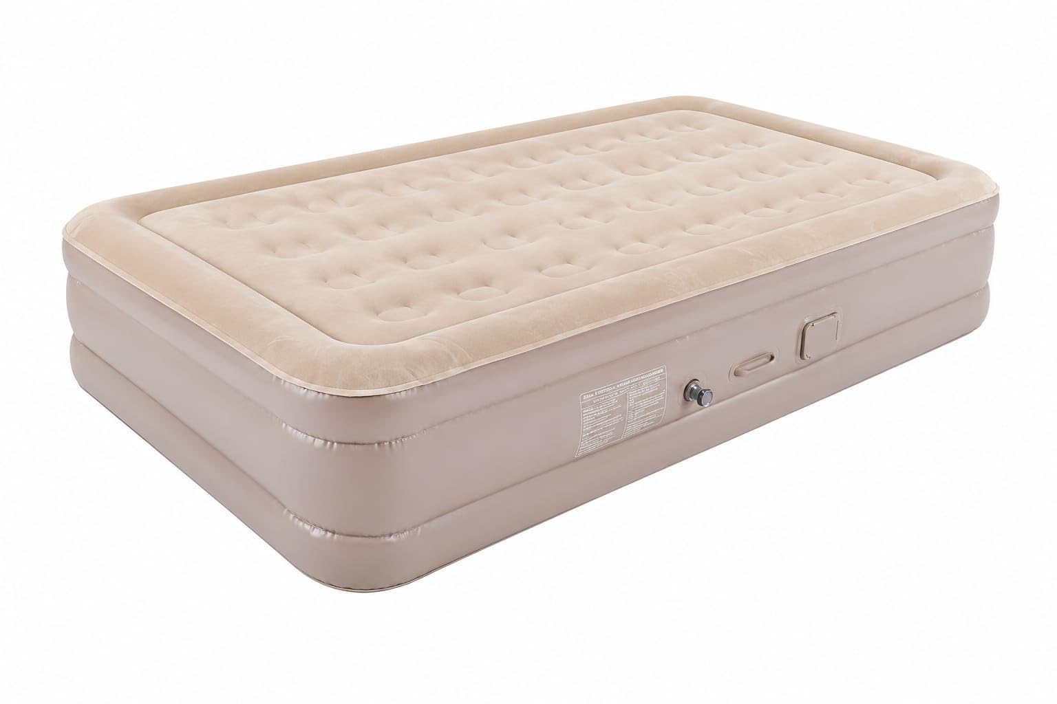 Inflatable Air Mattress with Built-in Pillow Portable Blow Up Bed for Home, Guests & Camping Comfortable Elevated Air Bed (Beige)-image-16
