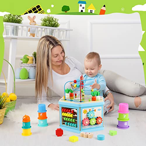 Vomocent Wooden Activity Cube For 1 Year Old Kids thumb #2