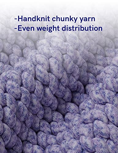 YnM Weighted Blanket, Handmade Chunky Knitted Design, Soft and Cozy, Temperature Regulating and Breathable, Machine Washable Throw for Sleep or Home Decor (Purple Fancy Yarn, 60x80 Inch, 15lbs)