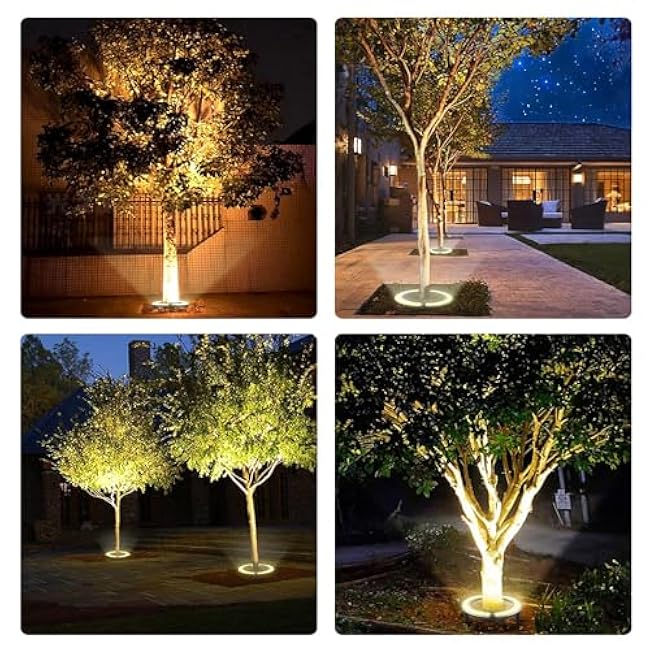 Solar Light Up Palm Tree Outdoor,Warm Light Super Bright 32 LED 5 V 12000mAh Landscape Spotlights for Big Tree&Palm Tree Lighting Christmas FloodLights Home Garden Christmas Party Outdoor