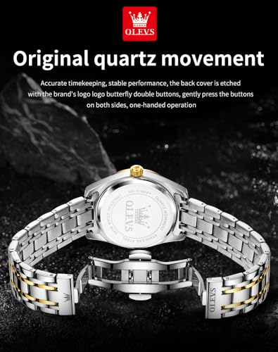 Image of OLEVS Mens Watches Business Large Numer Easy to Read Quartz Watch Stainless Steel Waterproof Luminous Date Casual Male Watch
