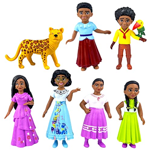 Encanto Figures for Birthday,7 PCS Magische Mini Figuren Set,Geburtstags Party Liefert Cake Figuren, Geburtstag Für Kinder Prinzessinnen Party Kuchenkoration,Happy Birthday Tortendeko Cover