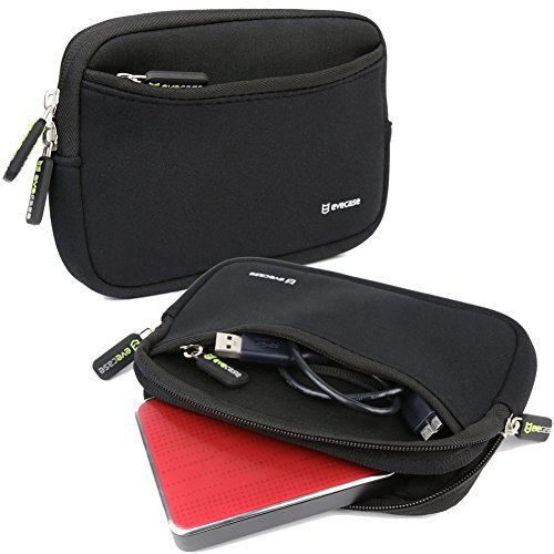 External Hard Drive Sleeve, Evecase Universal Portable Neoprene Carrying Sleeve Case with Front