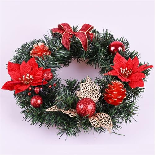 Couronne de Noël pour porte extérieure résistante aux intempéries rouge - 2