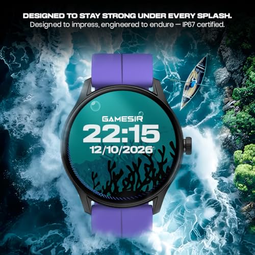 Image of GameSir H20 Black Dial Smart Watch Combo 1.49 inch AMOLED Display with 4 Straps, Bluetooth Calling, IP67, Crown Control, 100+ Sports Modes, SPO₂ & Health Tracking, for Men & Women (Black Dial)
