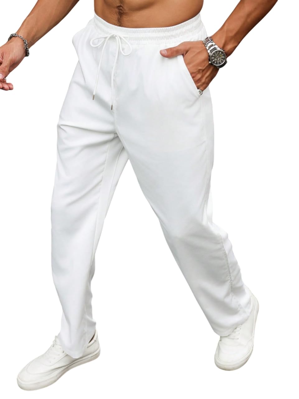 Straight fit Casual Leisure Trouser Style Drawstring Lower for Men/Trending Sporty Style, Relaxed Casual Pants for Men-image-2