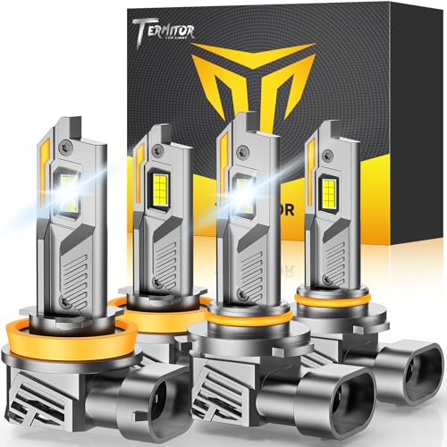 Image of Termitor H11 9005 Light Bulbs Combo, 100,000LM 15X Ultra Brightness, 1:1 Mini Size with Cooling Fan, 6500K Cool White H11 9005 Light Bulbs Kits, Plug N Play, 95%+ Vehicle Adaptability, Pack of 2