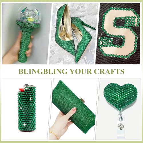 Image of 5000PCS SS6 /2mm Crystal Glass Rhinestones for Bedazzling (Emerald Green) | Flatback Rhinestones for Crafting DIY Nail Art Makeup Decoration, Gems Diomand Charms for Tumbler Shoes Clothing Mug
