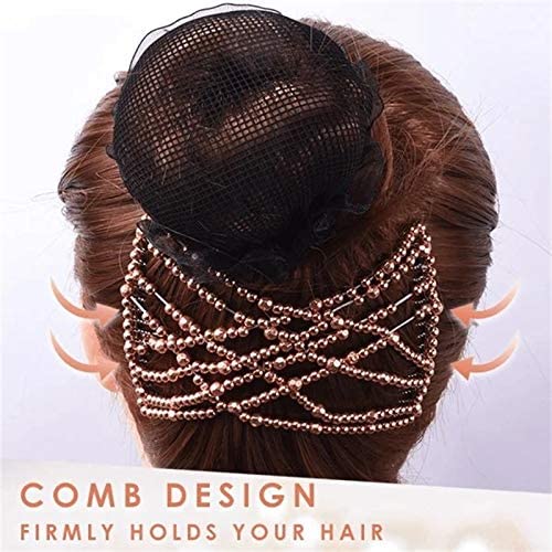 WowObjects® Hair Combs Magic Elastic Hair Clips Stretchy Hair Comb Double Clips for Women/Girls Hair Accessory | Color- Golden 4