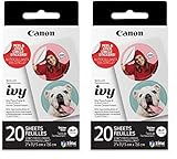 Canon IVY ZINK Pre-Cut Circle Sticker Paper, 20 Sheets (Pack of 2)