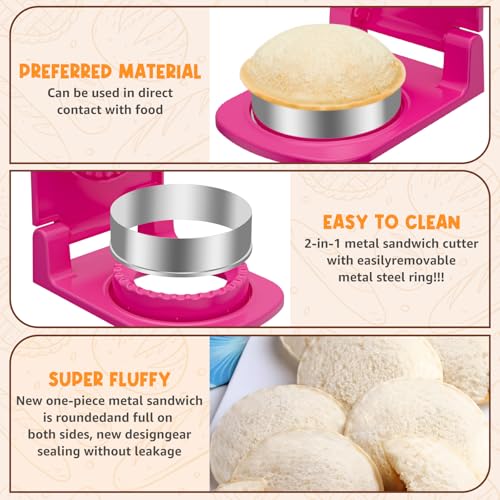 Metal Sandwich Cutter and Sealer - Round Crustless Sandwich Cutter for Peanut Butter and Jelly Sandwich Maker, PB&J Snacks Party Food Prep