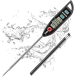 BOMATA Waterproof IPX7 Thermometer for Water, Liquid, Candle and Cooking. Instant Read Food Thermometer with Long Probe for Cooking, Meat, BBQ! T101 (Black Color)