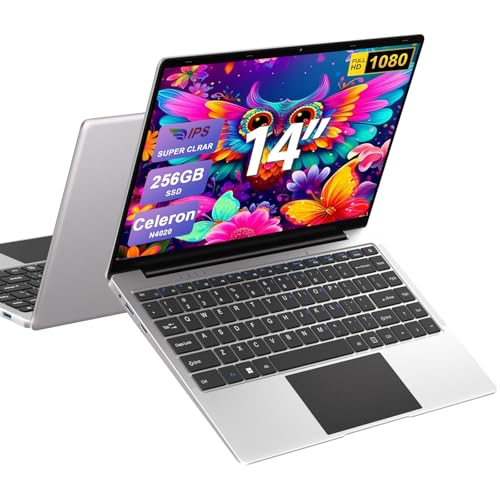 bvate Ordenador Portátil Win11 14" 256GB SSD Soporte 1TB SSD Expansión portatil 2.4G+5G WiFi BT 4.2 USB Mini Puerto Multimedi 1920x1080 FHD con Ratón Inalámbrico y Teclado Español Membrana - Plata-B