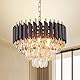 FRIXCHUR Moderne Kristall-Kronleuchter 3-Tier-Kristall-Kronleuchter Licht 15,7’’ Schwarz und Gold Pendelleuchte Leuchten für Wohnzimmer Küche Insel Foyer E14x5 Bulb（Nicht enthalten Bulb）
