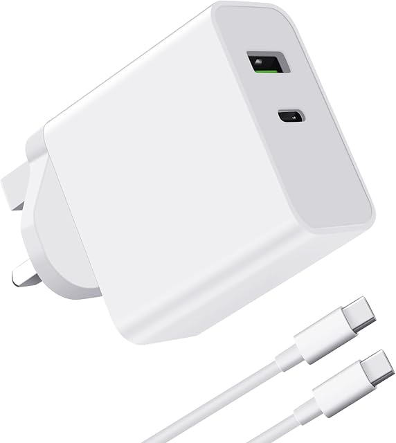 45W USB C Fast Charger, aifulo 2-Port PD 3.0 USB C Power Adapter Compatible with MacBook Air, Dell XPS, Lenovo Chromebook Thinkpad, HP, ASUS, Acer, HUAWEI, Pixel 6/6 Pro with 6.6ft USB C to C Cable
