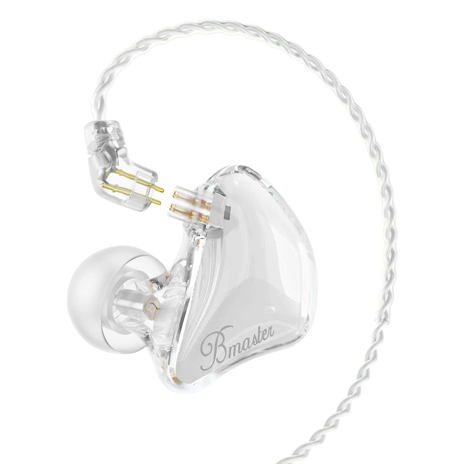 BASN Bmaster 2-Pin Triple Drivers in Ear Monitor Headphone with Two Detachable Cables Fit in Ear Suitable for Audio Engineer, Musician (White)
