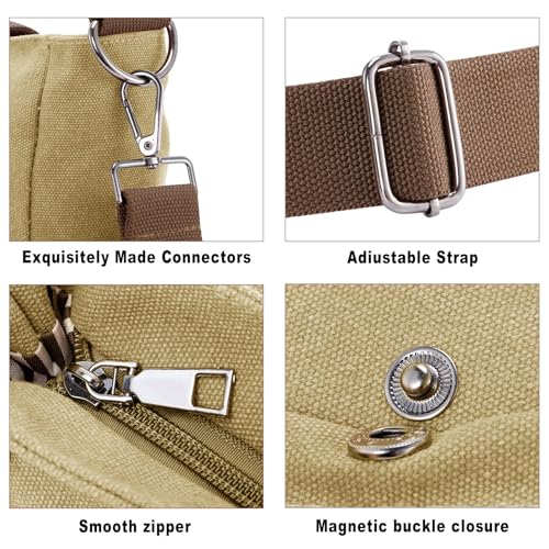 Image of HUA ANGEL Canvas Everyday Tote Bags for Women Medium Crossbody Purses Handbags with Multiple Pockets for Work Travel Beach