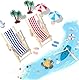 18 Stück Strand Deko, Mini Stranddekorationen Mini Liegestuhl Deko, Kleine Palme Sonnenschirm Strandkorb Miniatur Deko, Strand und Meer für DIY Zen Garten Dekoration Geschenk