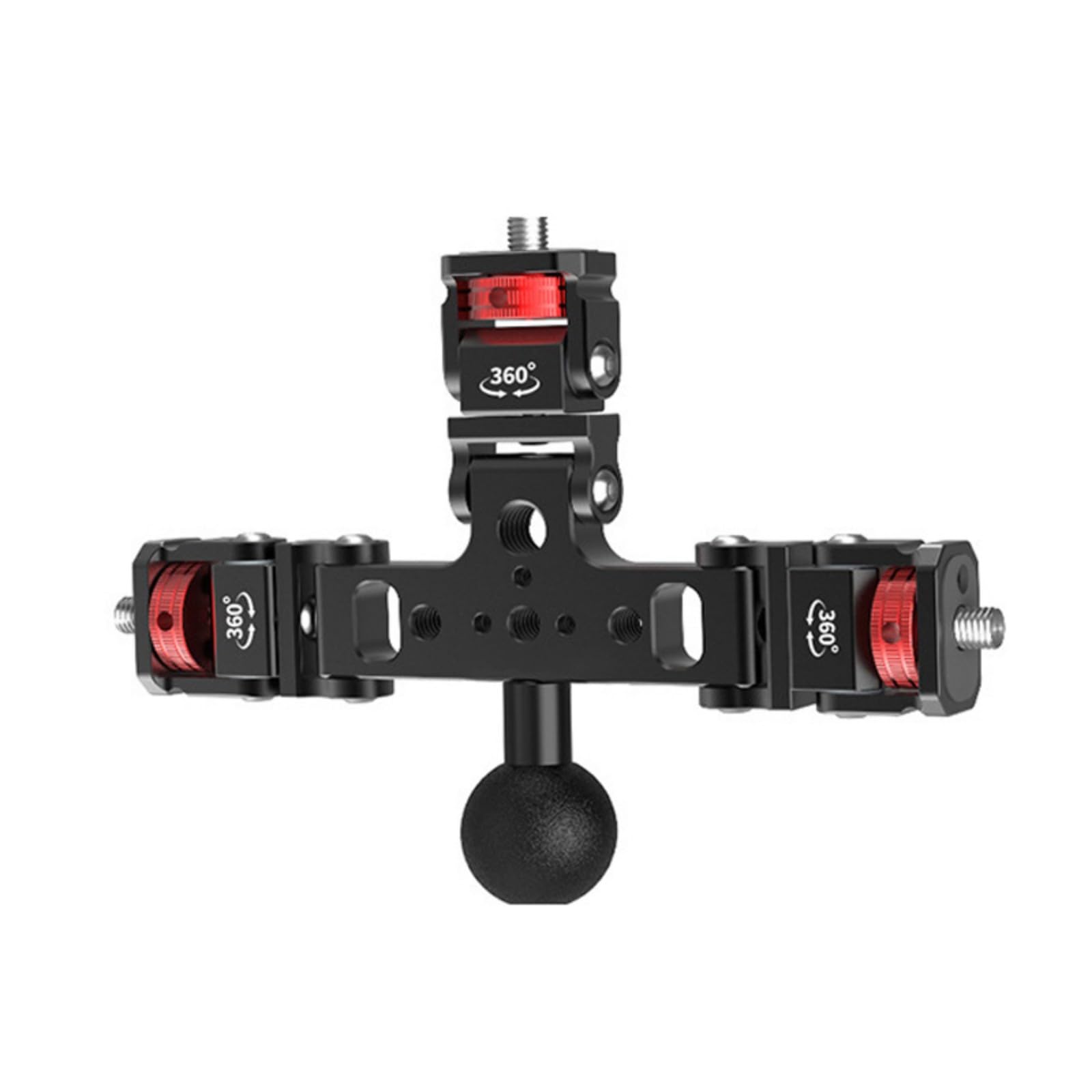 Adjustable Triple Mount Stand Aluminum 1/4inch for Action Camera Phone LED Tripod Live Stream Selfie Stick Holder Aluminum Camera Adapter Stand