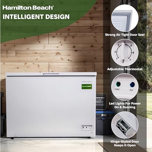 Hamilton Beach HBFRF1006 Chest Freezer-Adjustable Thermostat-Removable Vinyl Coated Wire Basket-Easy Defrost Drain-10 Cubic Feet, 10 cu ft, White (pack of 1) on Fridge.com