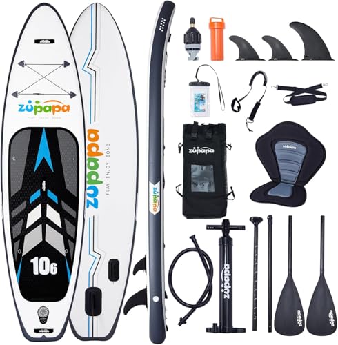 Zupapa 320cm Stand Up Paddling Board, 82cm Breite SUP Board Set | Aufblasbares Stand Up Paddle Board mit Kajak Sitz | Komplettes Zubehör