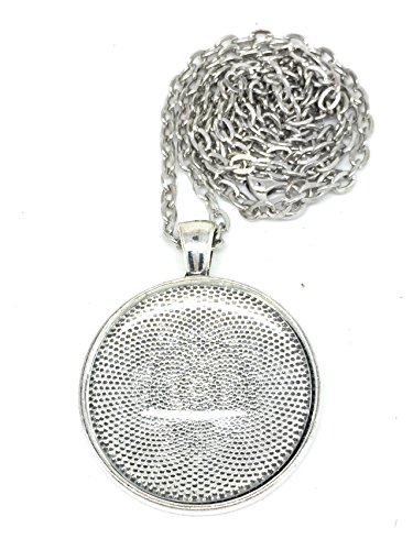 Bastel Express - Medallones para manualidades (10 unidades, 33 mm de diámetro, con cadena y cabuchón adhesivo de cristal), color plateado envejecido