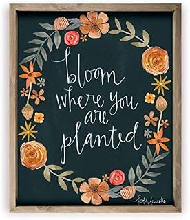 MRC Wood Products Bloom Where You Are Planted Rustic Wall Sign 12x15 (Frame Included)