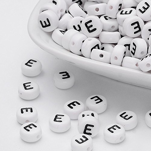 Handicraft Emporium | Flat Round Alphabet Acrylic Beads | Approx 50g / 350 Pieces | E — image 1