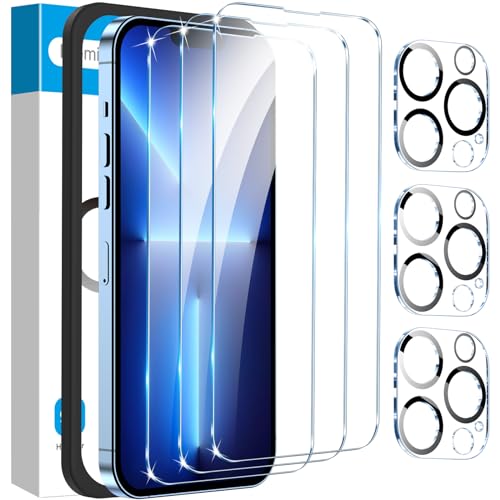 Image of Fotbor for [3+3 Pack] iPhone 13 Pro Max Screen Protector with Camera Lens Protector, 9H Tempered Glass Case Friendly Film with Easy Installation Kit 6.7''