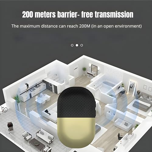 Image of Ash & Roh Digital Smart Wireless Door Bell Waterproof with Receivers 200m Range Colorful Lights Easy Plug & Play Installation Perfect for House, Villa, Office & Shops (Black One Bell Two Receivers)