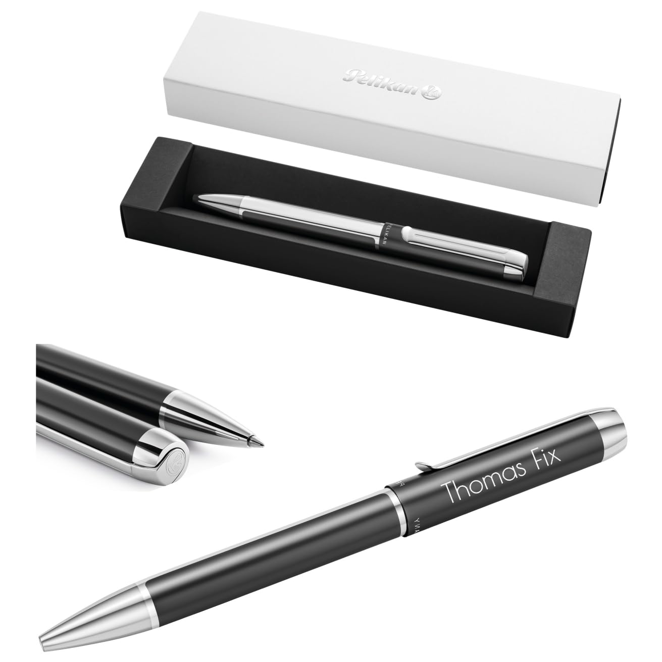 Pelikan Bolígrafo Pura® K40 con grabado de regalo, bolígrafos únicos con nombre, bolígrafo personalizado (antracita)