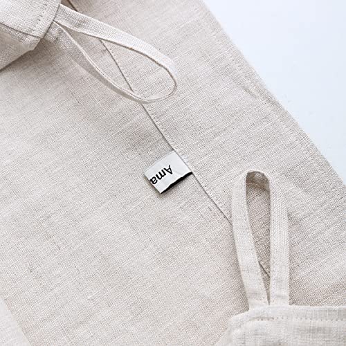 Amazhiyu Hänge Wäschesack 100% Leinen, Platzsparend Wäschebeutel, Tür Hängend Wäschesammler, Hängende Wäschekorb Tasche für Badezimmer, Schlafzimmer, Kinderzimmer, 70x50cm, Leinen