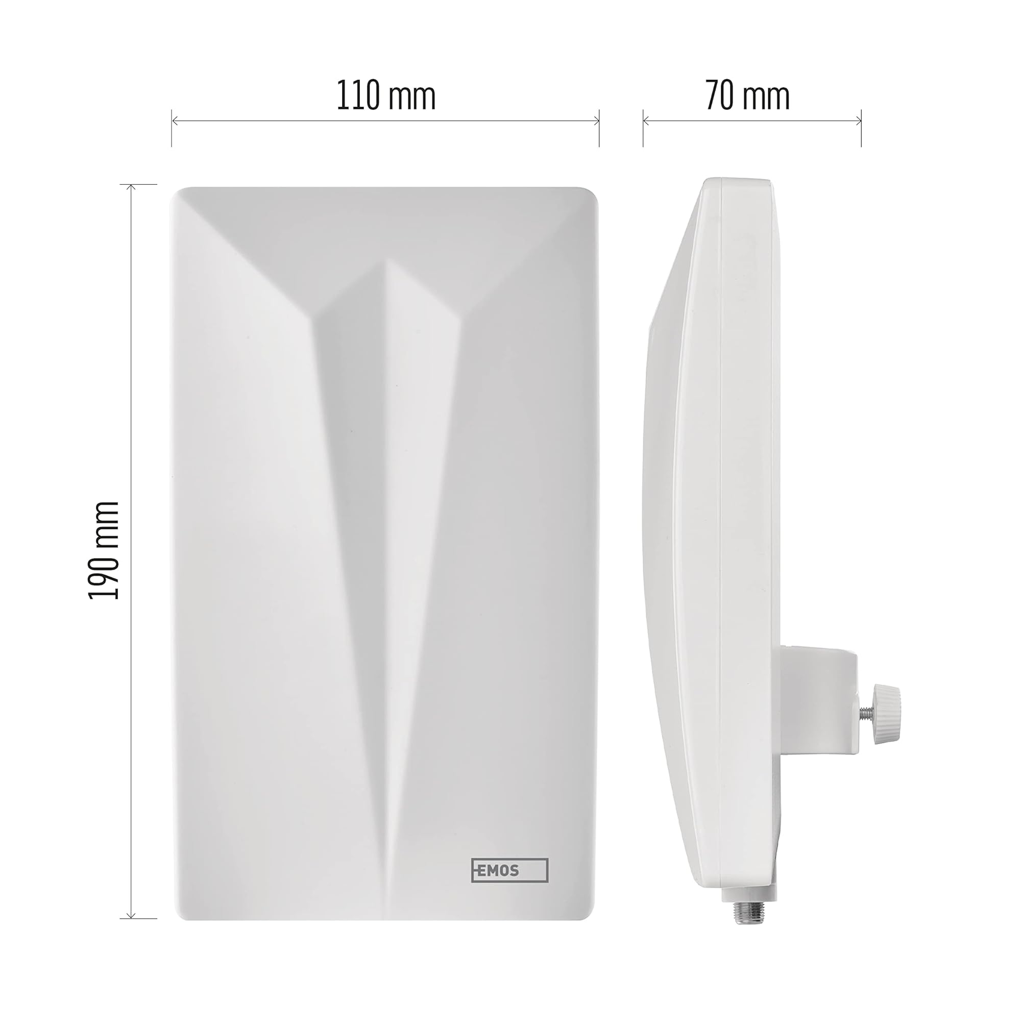 EMOS - Antenne intérieure/extérieure Village, antenne Active pour la réception Longue portée (0-80 km) de DVB-T2, Dab, FM, Full HD, avec Filtre de Blocage LTE, Filtre 4G, 5G et amplificateur intégrés