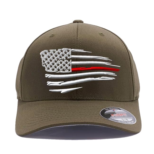 Tactical Thin Lines, Thin Red/Blue/Green/Yellow Line Waving American Flag hat, Custom Embroidered...